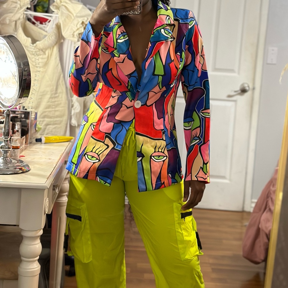 Printed Multi Color Blazer - Picture 4 of 10